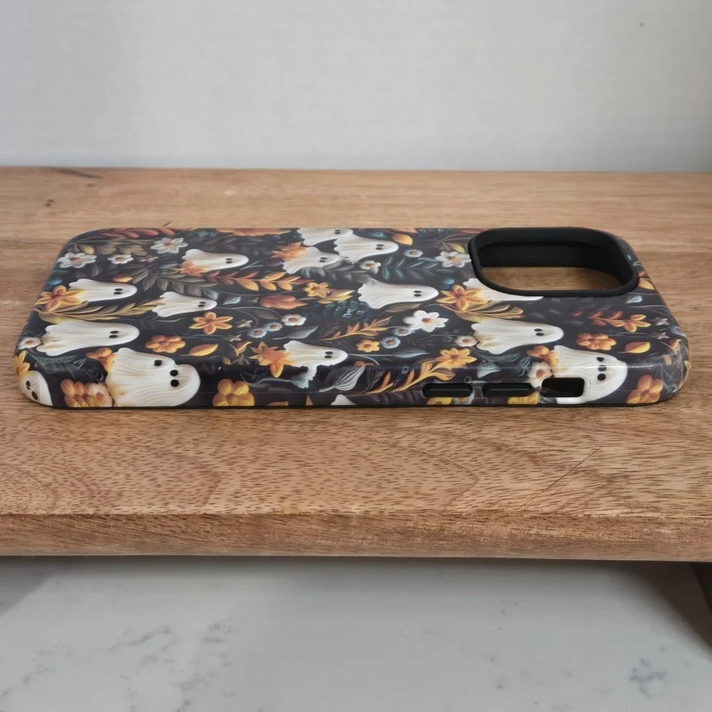 BURGA iPhone 14 Pro Max Case Ghost Floral Halloween Protective Slim Pumpkin Cute